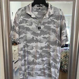 Bad Birdie Black and White Patterned Polo